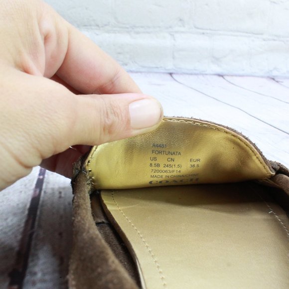 Coach Fortunata Brown Suede Logo Moc Toe Loafers Driving Shoes Size 8.5 - Picture 7 of 9